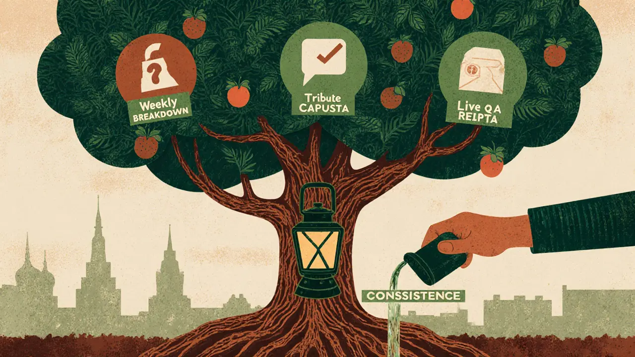 Дерево подписок с плодами: разборы, эфиры и ответы, поливаемое постоянством.