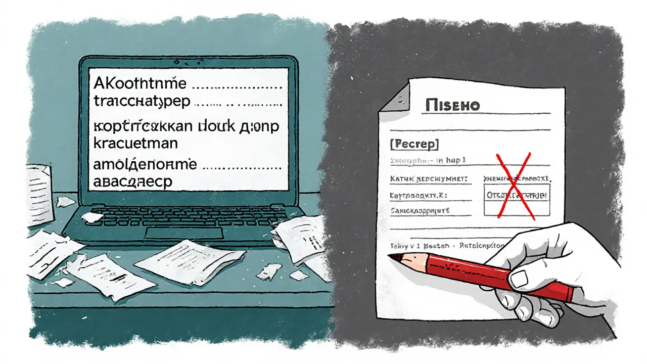 Сравнение ошибочных и исправленных субтитров на печатной странице.