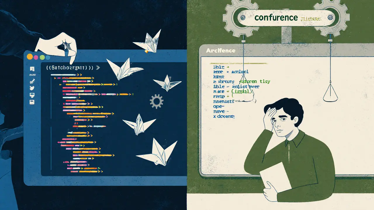 Разделённая сцена: разработчик использует Archbee с кодом, учитель гуманитарных наук — без шаблона.