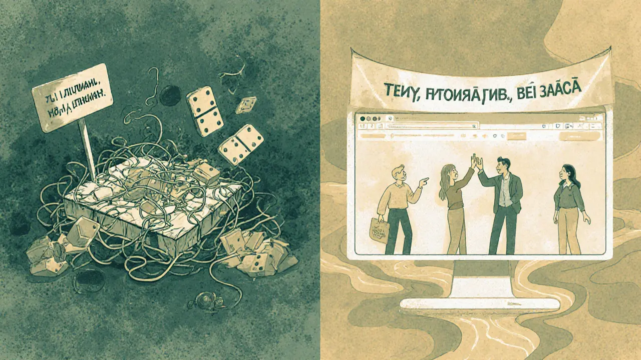 Два будущих сценария: хаос против порядка в запуске курса, показанные в контрастной иллюстрации в стиле рисографии.