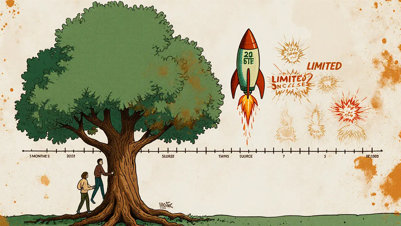 Гибридная система: вечнозелёное дерево с ракетными ускорителями, привлекающими лояльных клиентов.