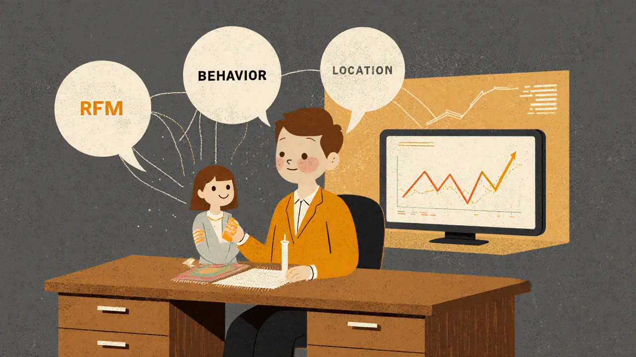 Бизнесмен управляет сегментацией через данные, ведущие к довольному клиенту