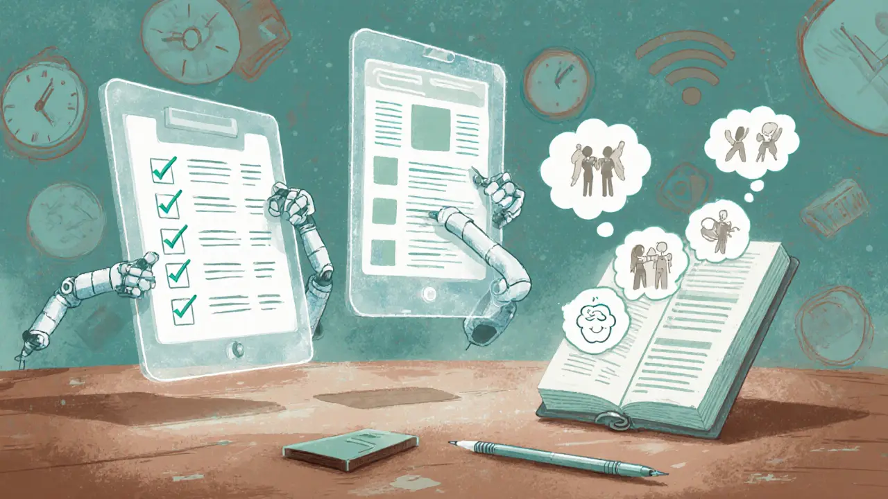 Голографические инструменты для контента: чек-лист, шаблон и воркбук в футуристическом рабочем пространстве.