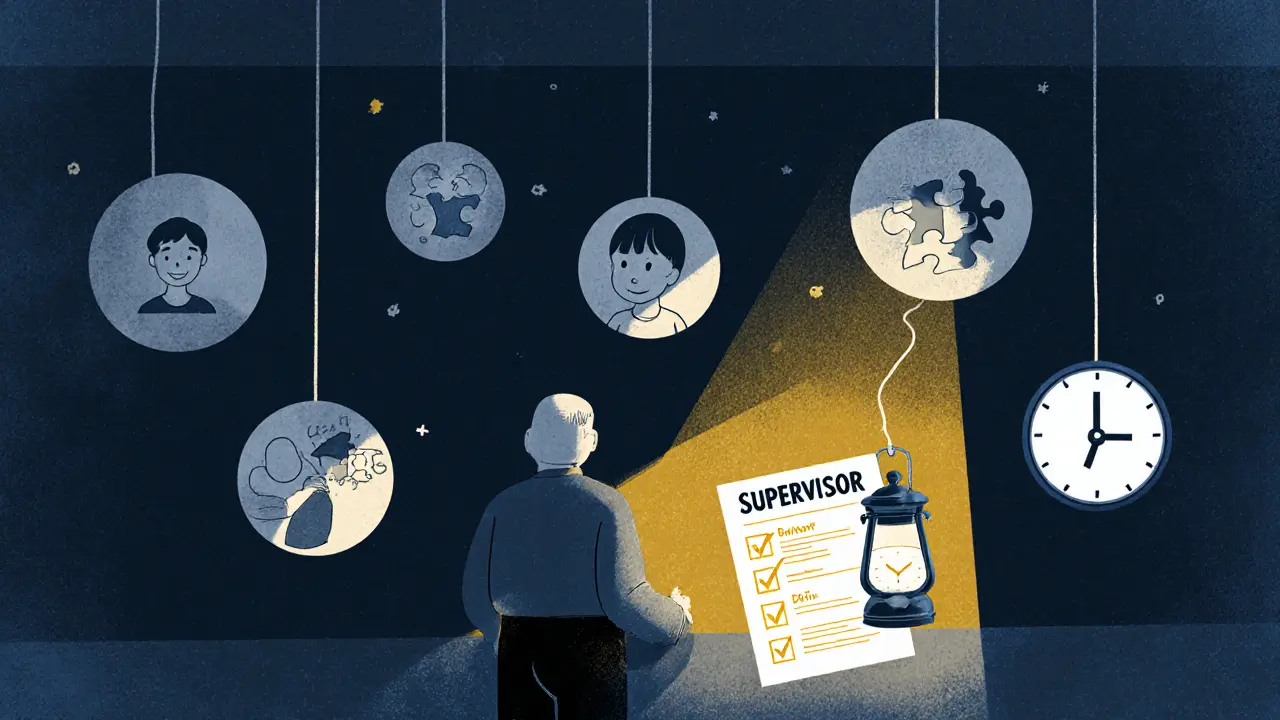 Супервизор освещает эмоциональные состояния специалиста через символические нити и лампу.