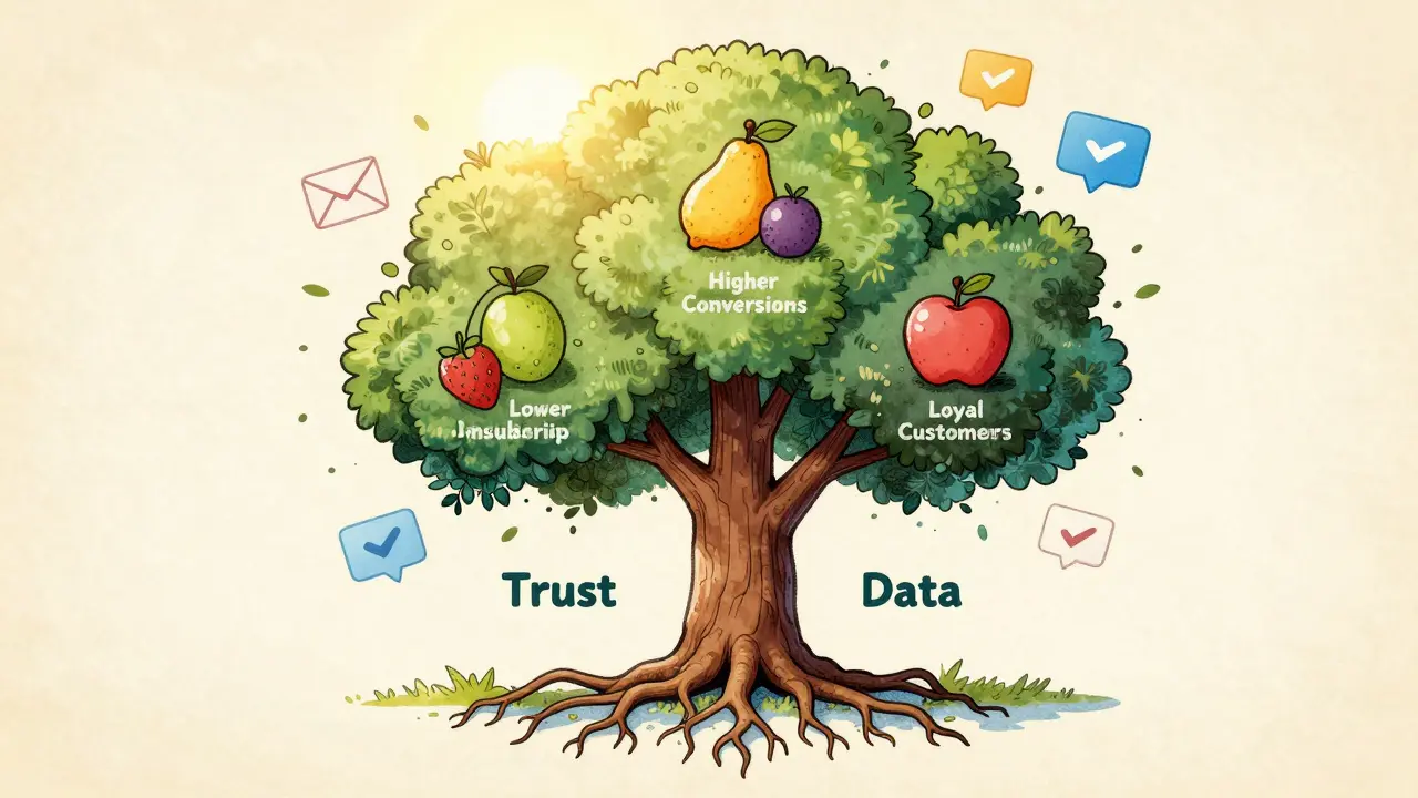 Дерево доверия с плодами: выше конверсии, меньше отписок, лояльные клиенты.