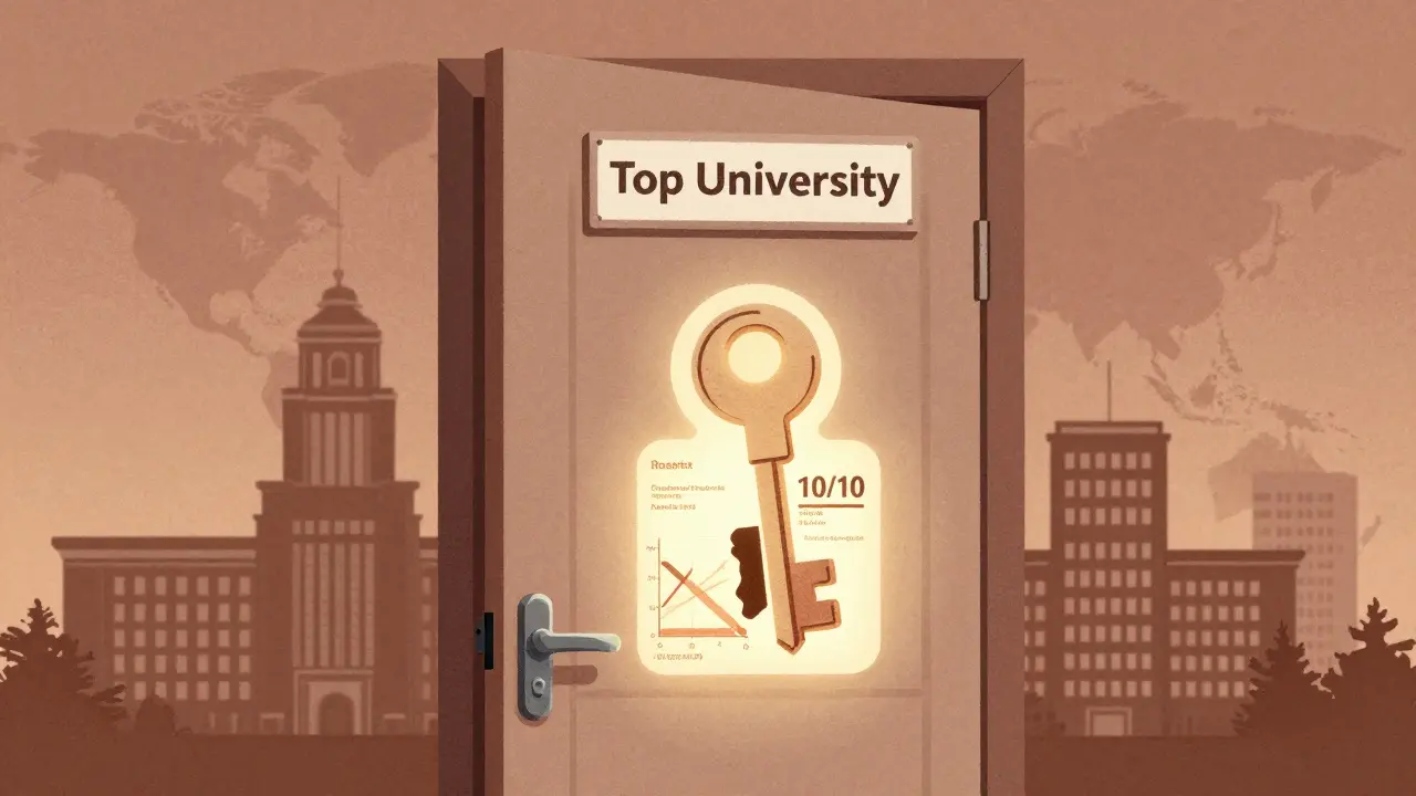 Ключ в виде графика прогресса студента открывает дверь в ведущий университет.