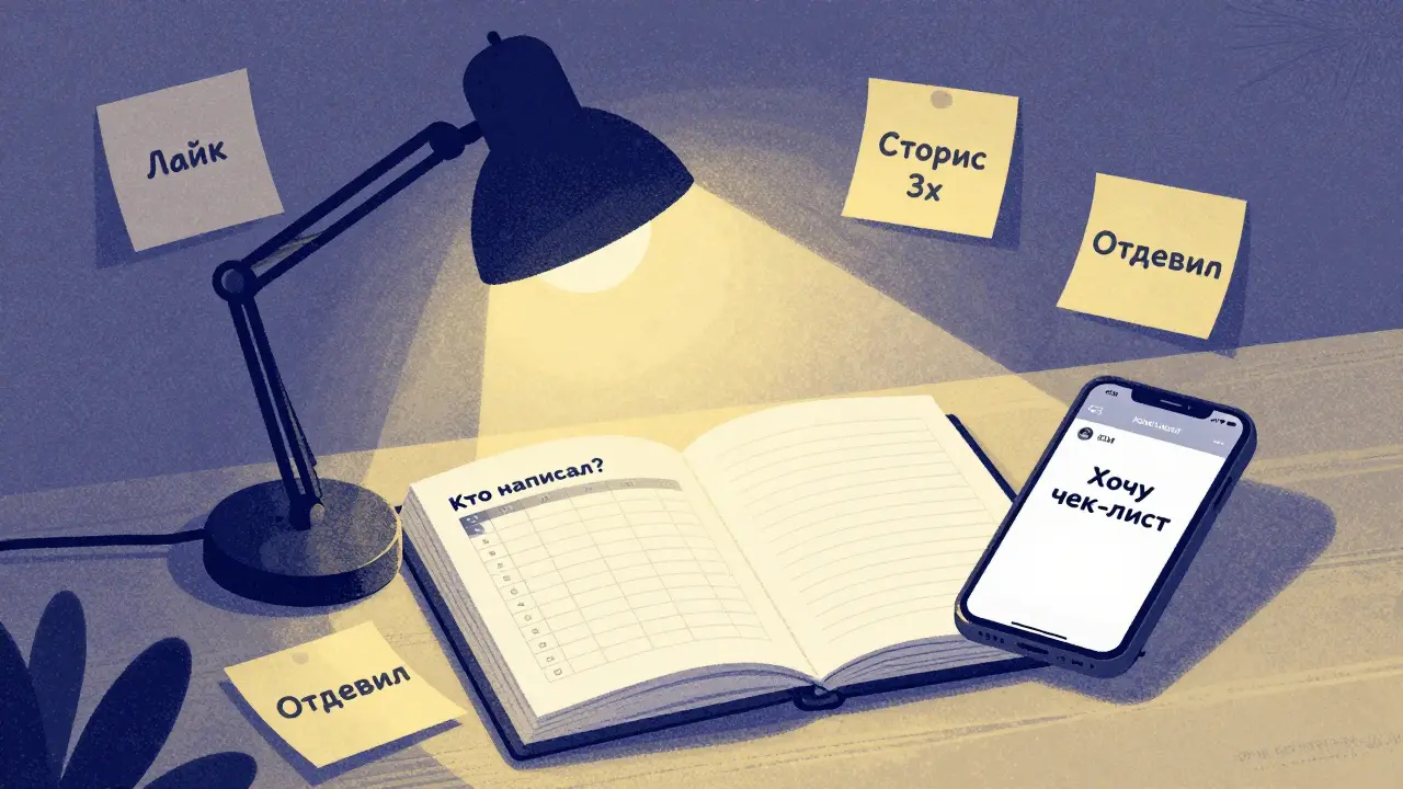 Ночная сцена с ноутбуком, записной книжкой и телефоном, показывающими следы личного общения.