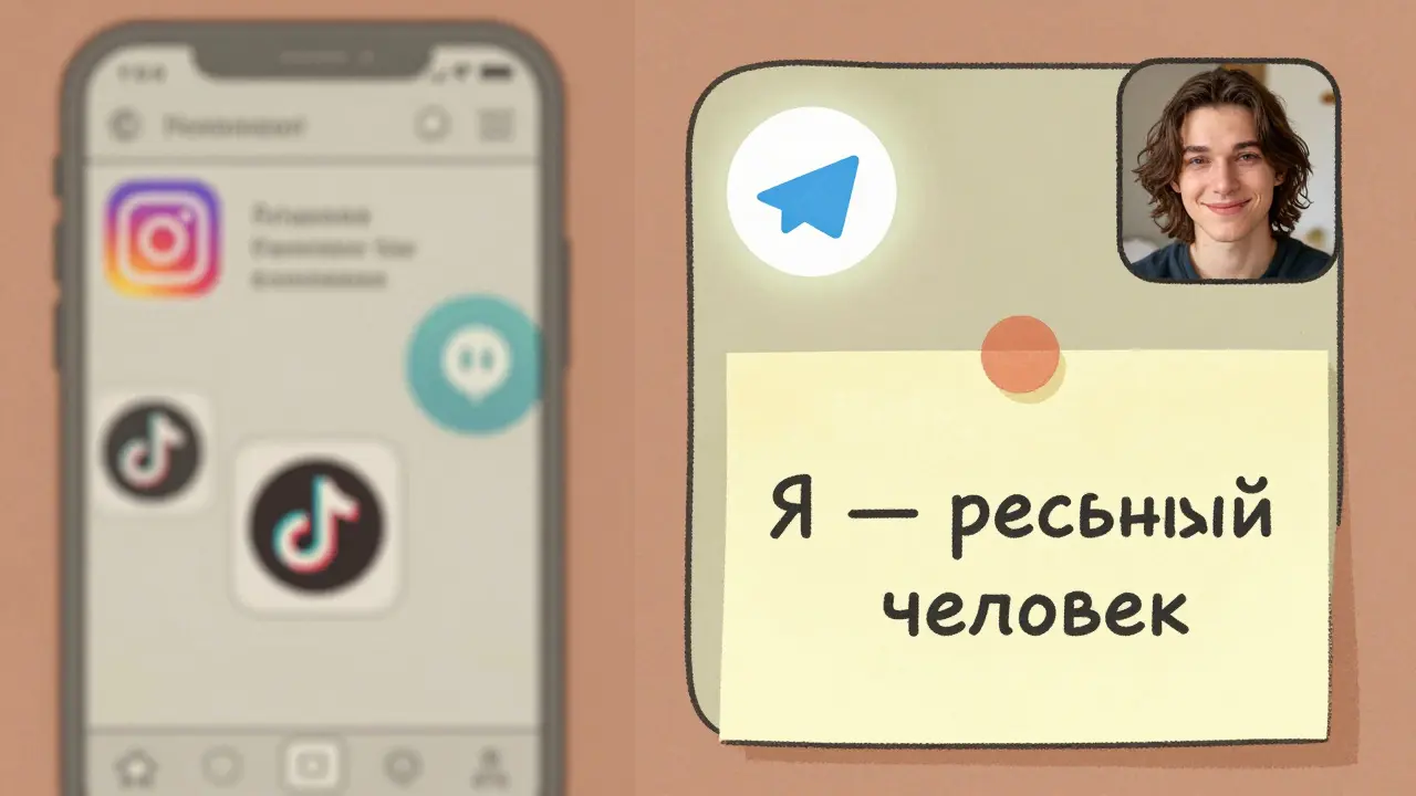 Сравнение перегруженной ленты и чистого Telegram-чата с фото автора