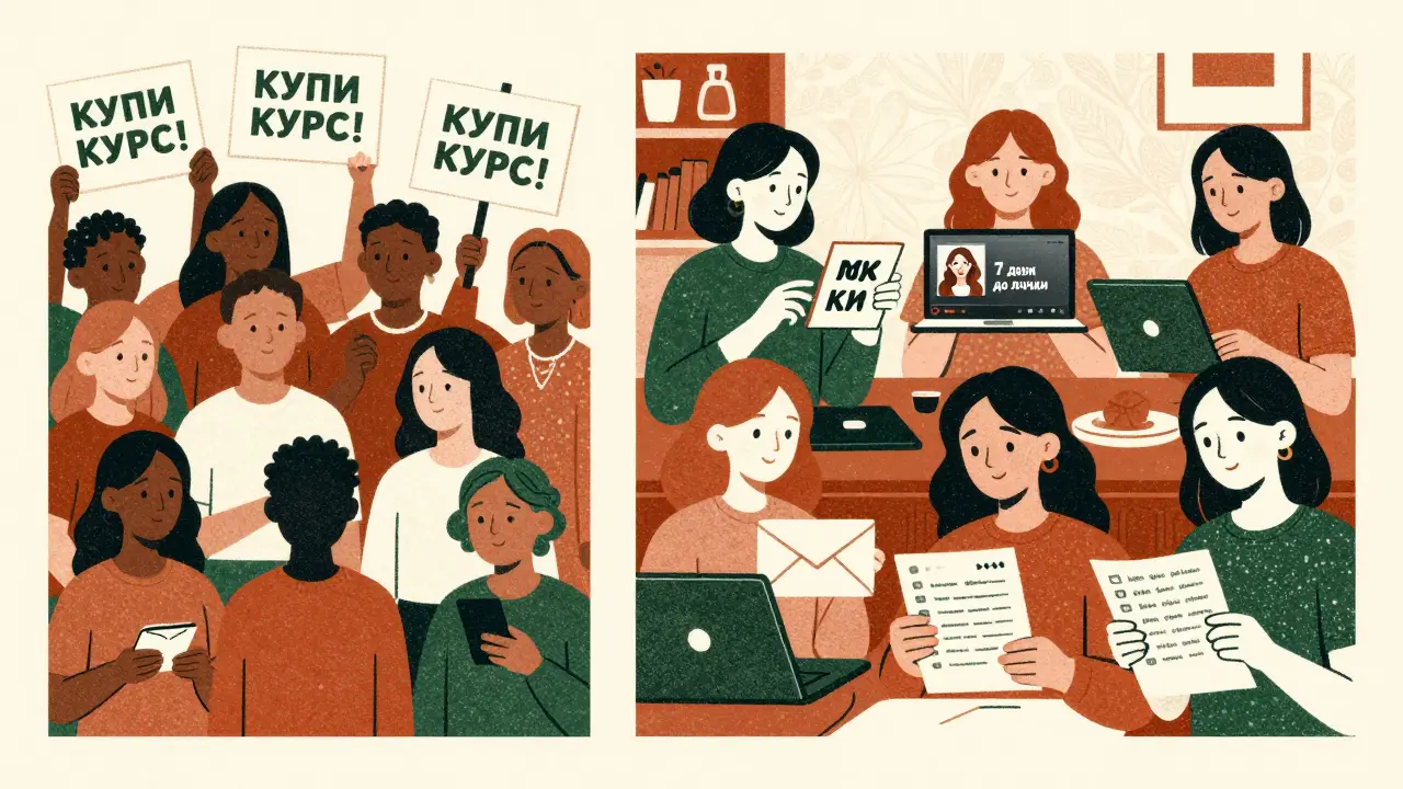 Контраст между массовым рекламным шумом и персонализированным контентом для аудитории