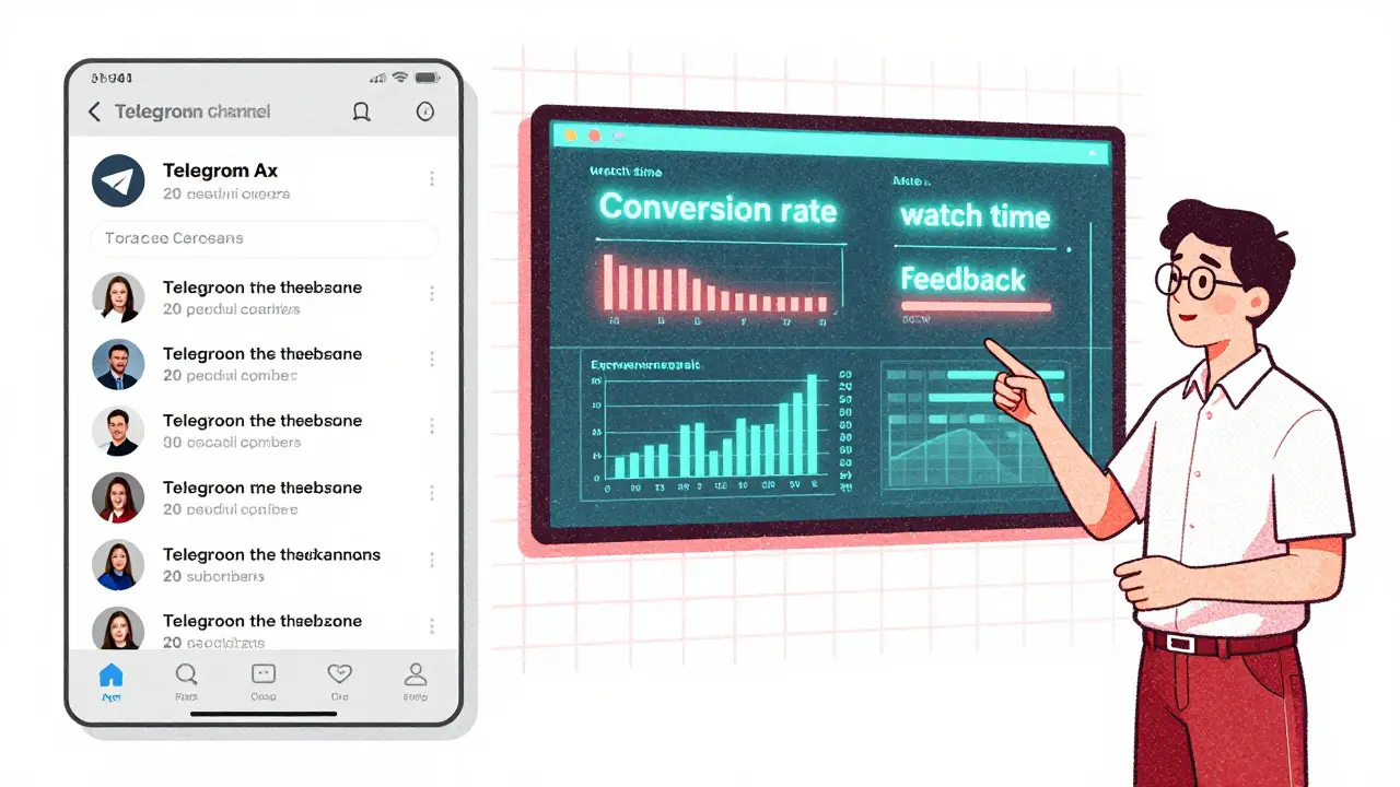 Преподаватель наблюдает за первыми продажами и отзывами в Telegram, анализируя данные роста.