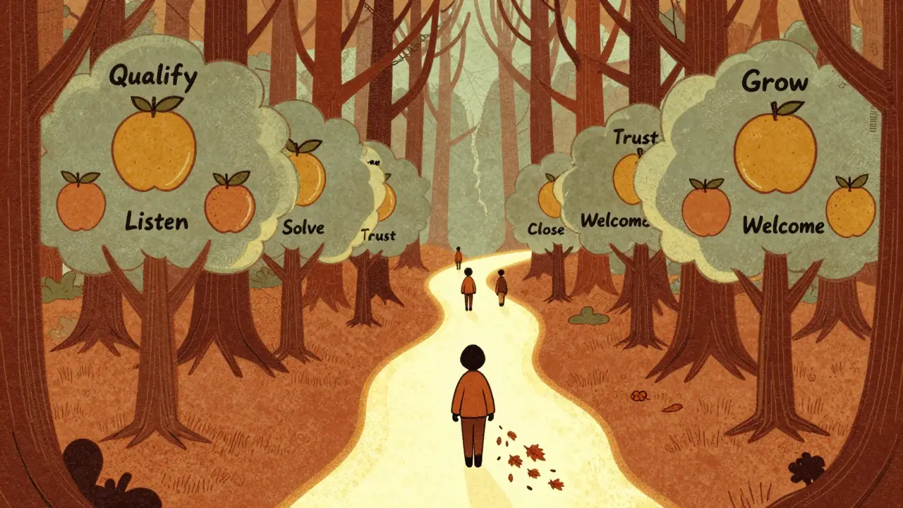 Путь клиента через лес этапов инфобизнеса — от страха к уверенности и росту