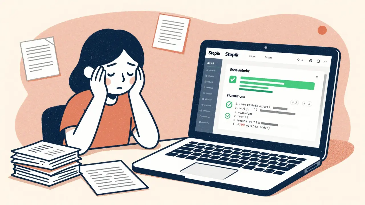 Сравнение ручной проверки тестов и цифровой системы с мгновенной обратной связью в стиле ризографии.