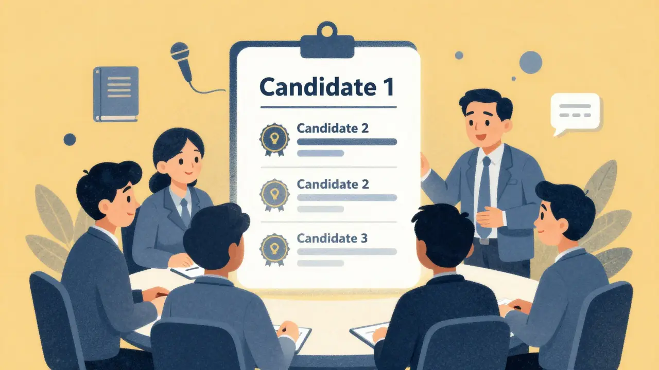 Команда отслеживает развитие трёх кандидатов на замещение с визуальными прогресс-бейджами.