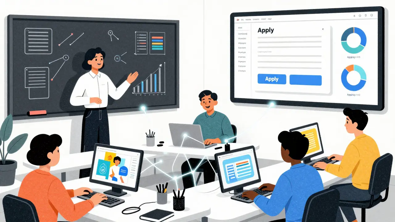 Команда специалистов работает за кулисами, увеличивая заявки онлайн-школы.