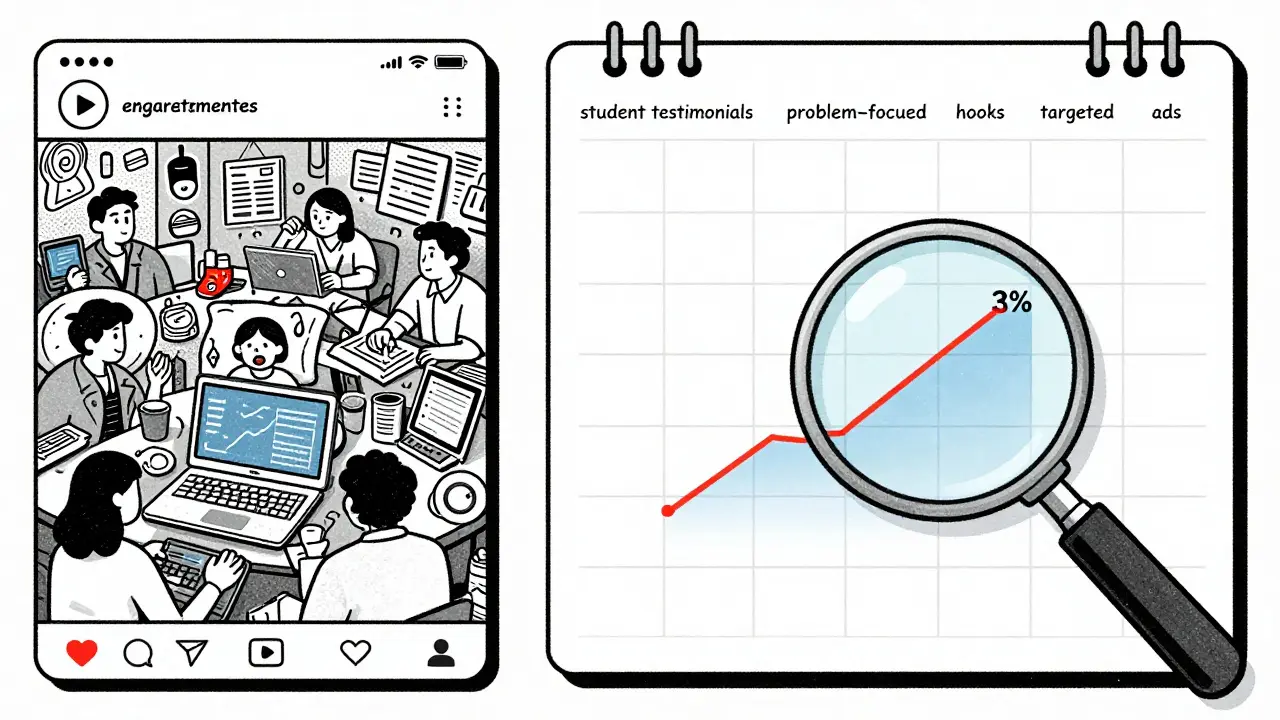 Сравнение хаотичного и организованного соцсетевого контента с ростом конверсии.