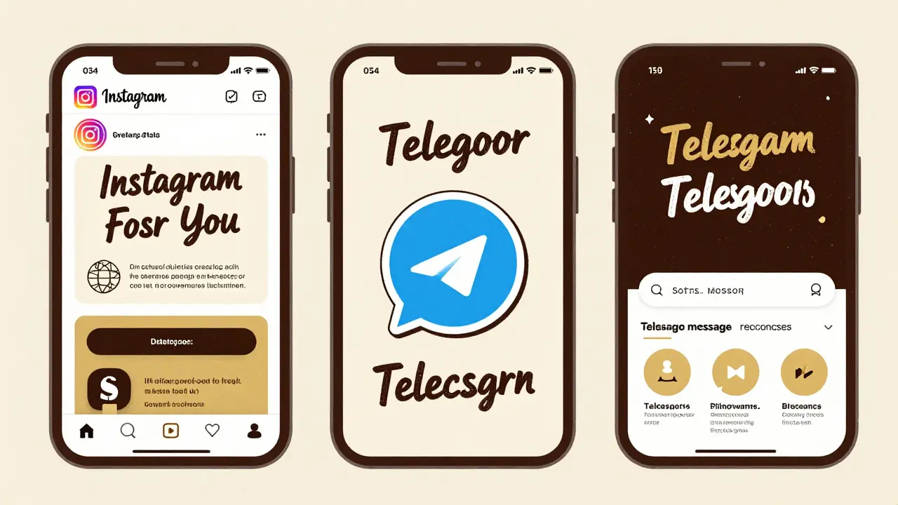 Три социальных медиа-формата с одинаковой цветовой палитрой, шрифтом и формой изображений, демонстрирующие единый визуальный стиль.