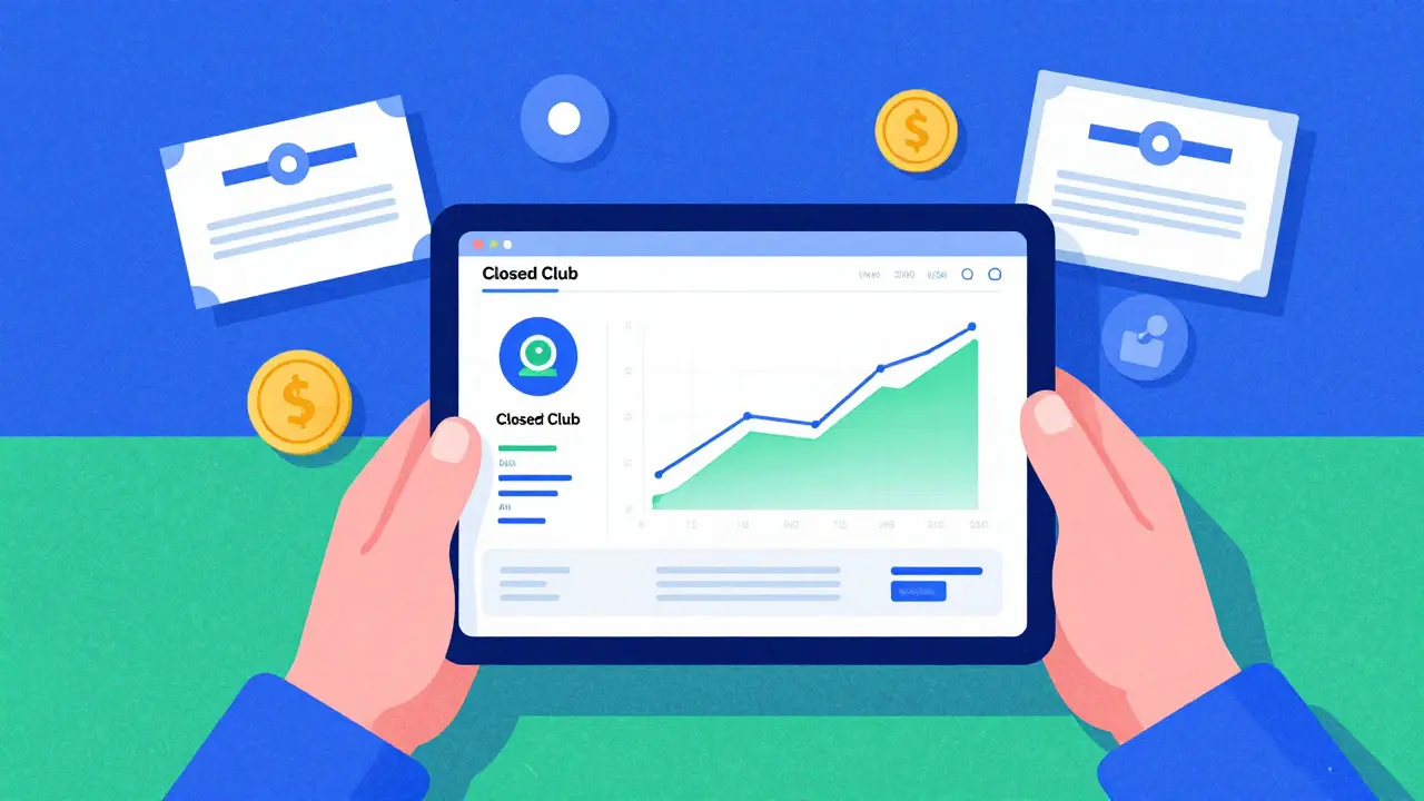 Цифровой интерфейс с аналитикой и закрытым клубом в стиле ризографии