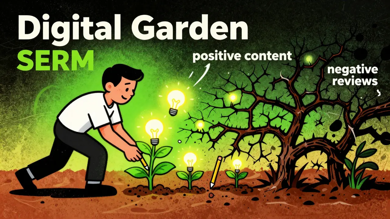 Процесс вытеснения негативных отзывов позитивным контентом в цифровом саду