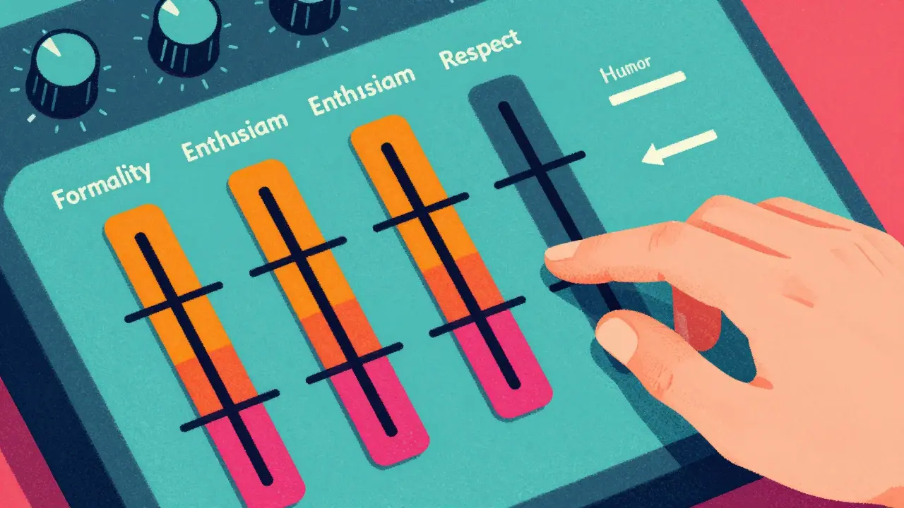 Стилизованный эквалайзер с настройками формальности, энтузиазма, уважения и юмора