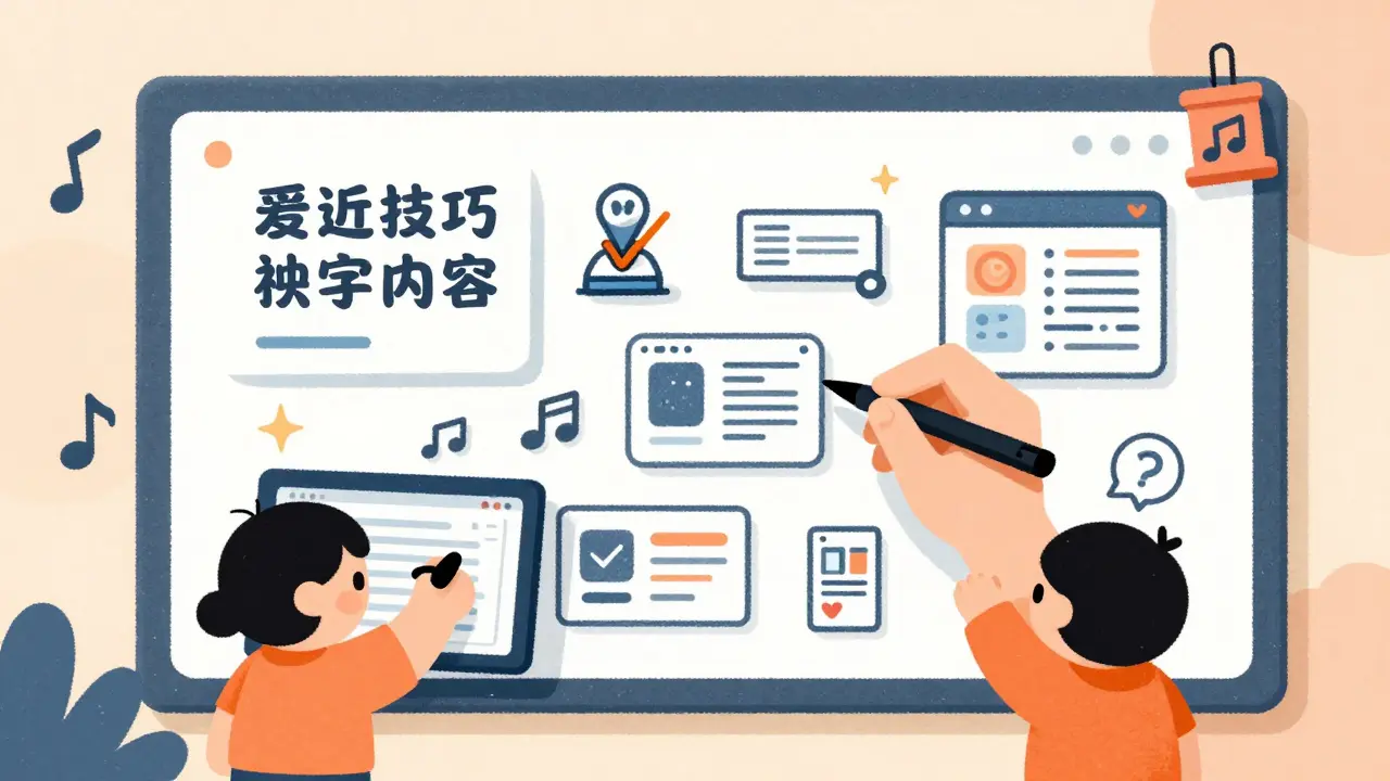 Творческий брейншторм студентов с использованием планшетов и стикеров в стиле иллюстрации.