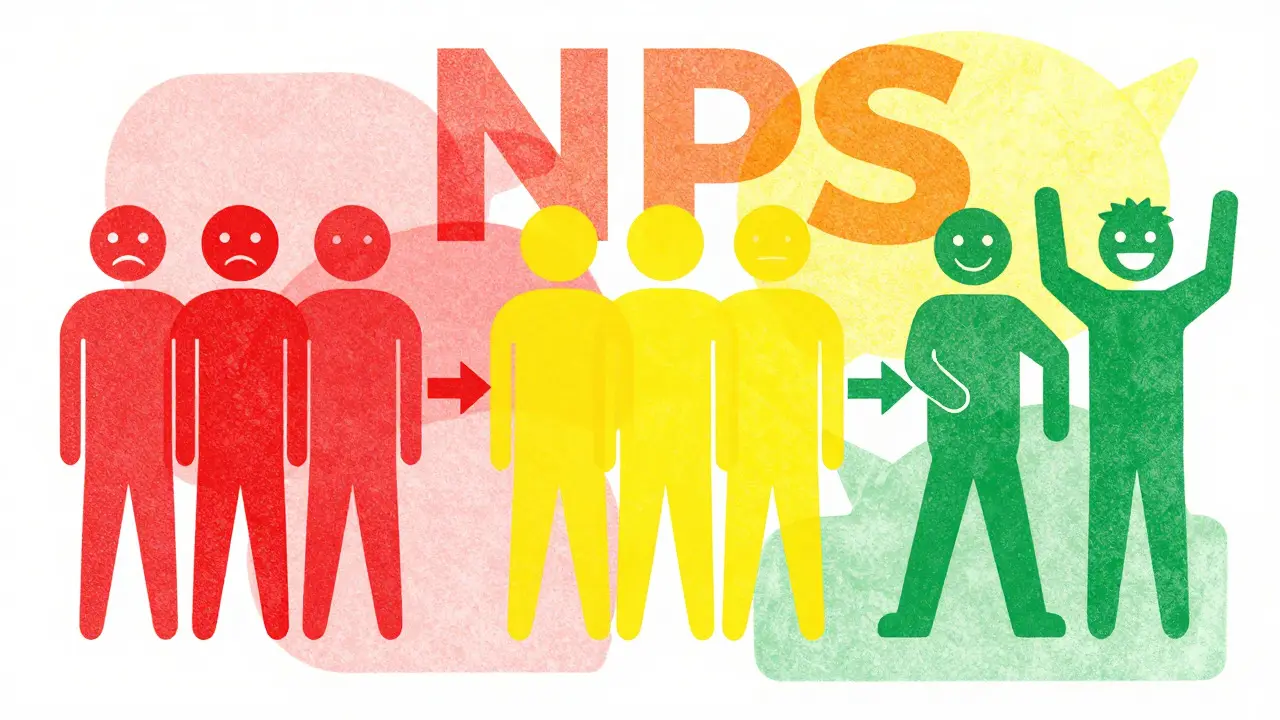 Схематичное изображение групп клиентов для расчета NPS в стиле ризо